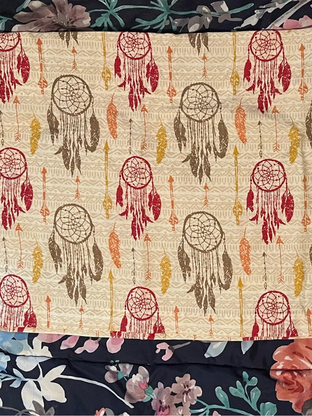 Dreamcatcher Printed Valances - Cream, Red, Brown, Mustard